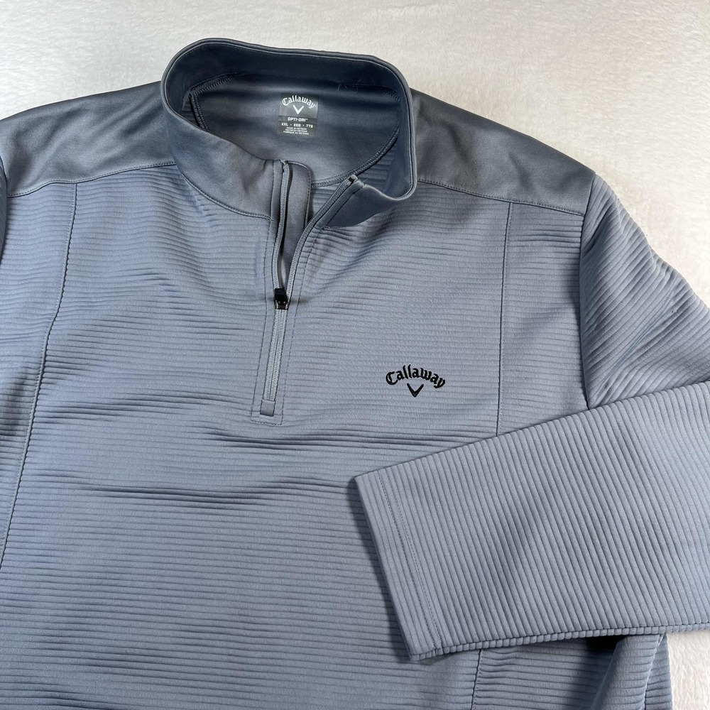 Callaway Sweatshirt Mens 2XL Gray Opti-Dri 1/4 Zip Golf Performance Pullover